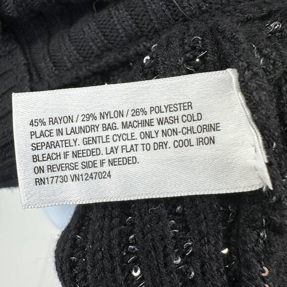 Future Collective Sweater WMNS M Black Knit Sequined Sparkle Button Up Stretchy - Picture 9 of 11